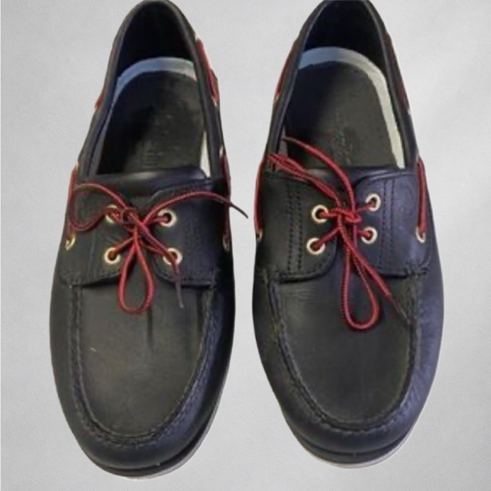 Timberland Men’s Classic Boat Shoes Black Leather 12M Non-Marking Sole Loafers